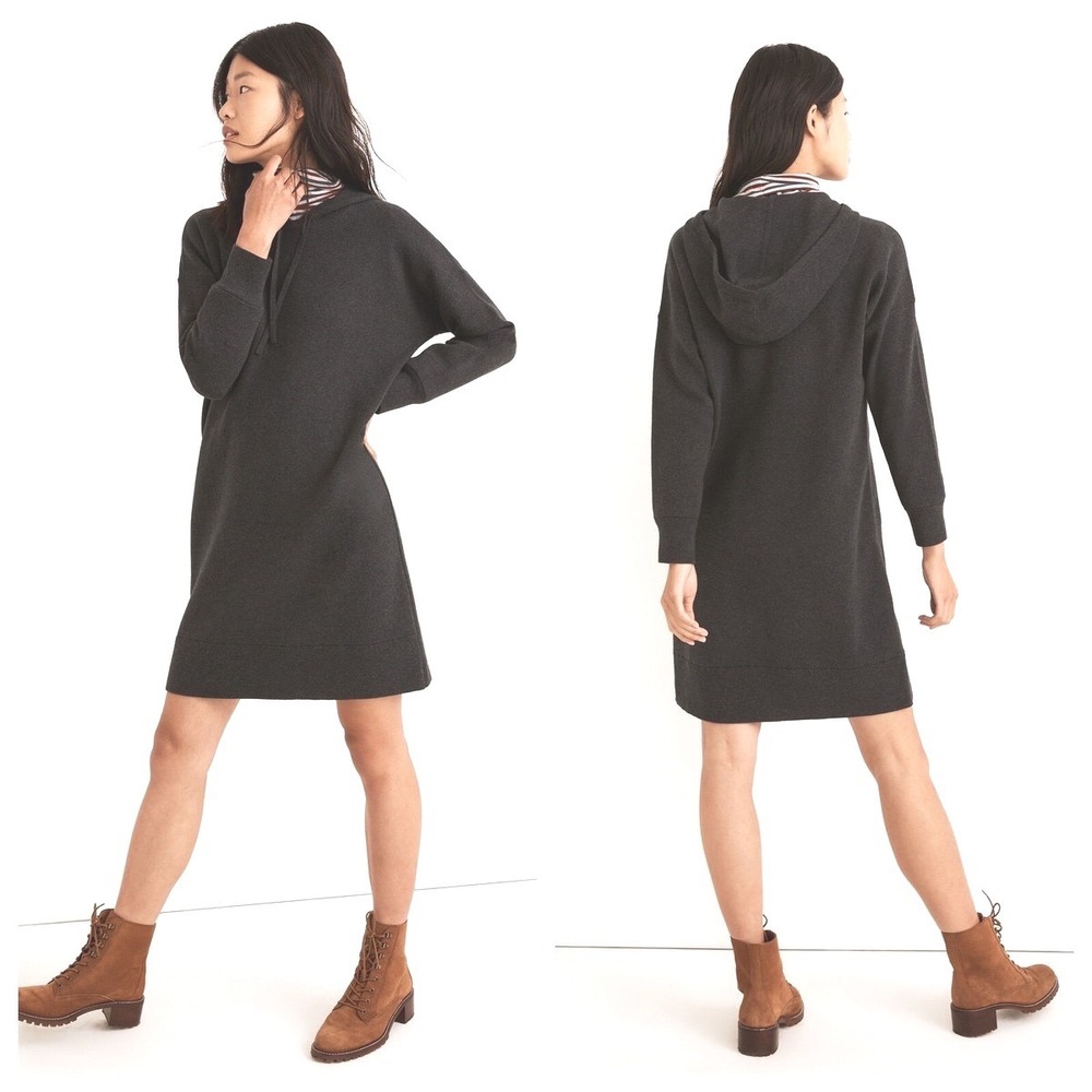 Madewell Hooded Sweater Dress Large Heather Charcoal NB867